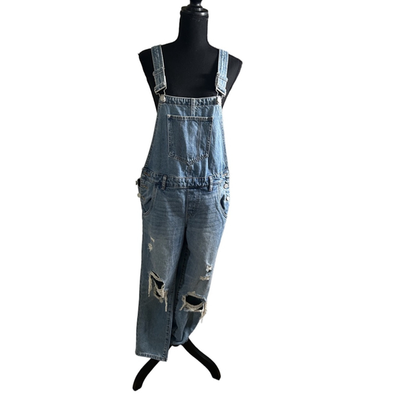 Blanknyc Distressed Medium Wash Overalls, Size 25 NWT - Picture 1 of 9